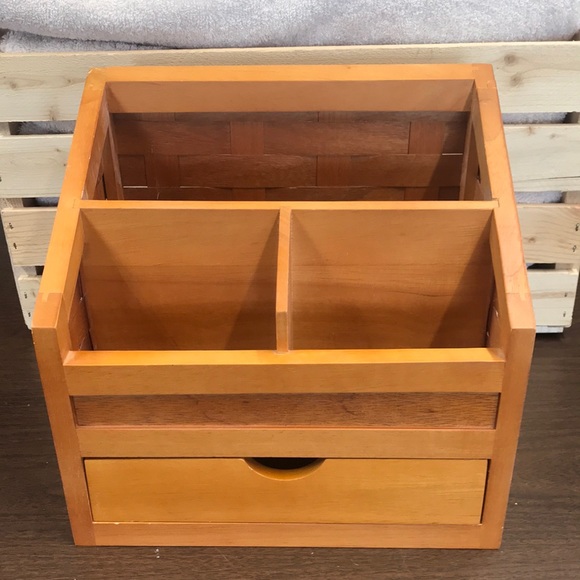 Palm Beach Home Accents Office Woven Wooden Mail Center With Drawer